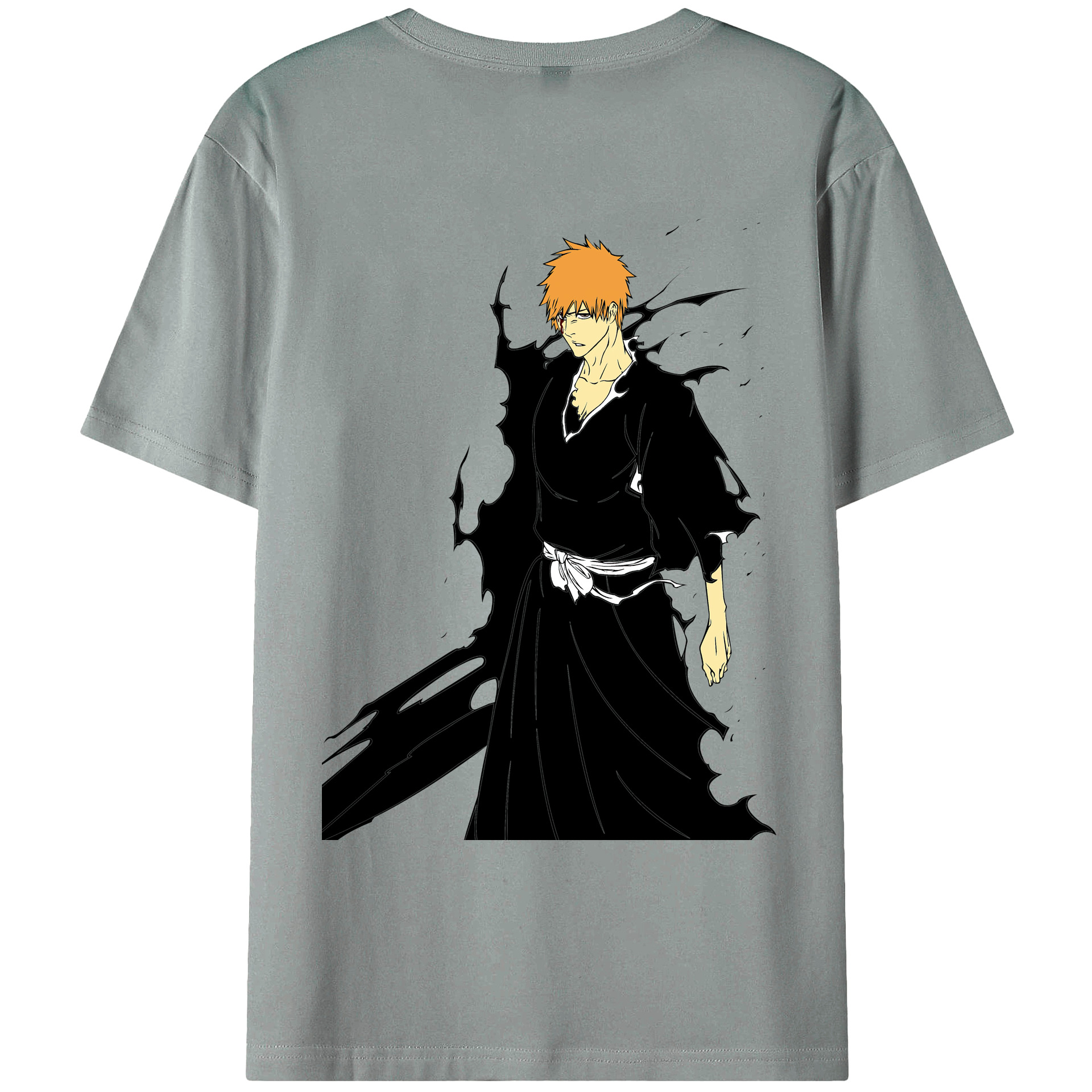 （画像用） ブリーチ 黒崎一護（くろさき いちご）BLEACH Kurosaki Ichigo 綿100％ メンズ半袖Tシャツ（バックプリント） 通気性